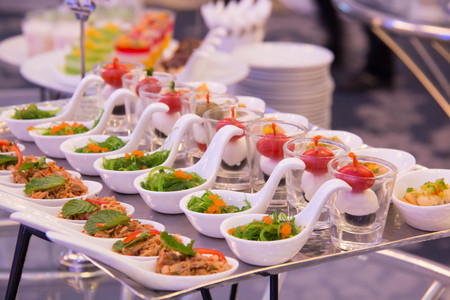 A Party catering Cocktail food on a mini dish