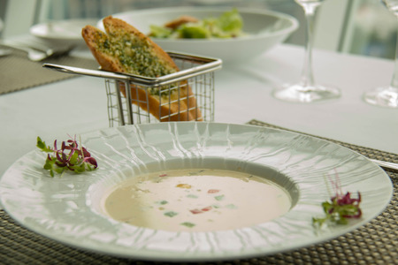 A Cream of vegetarian soup ready to serveの写真素材