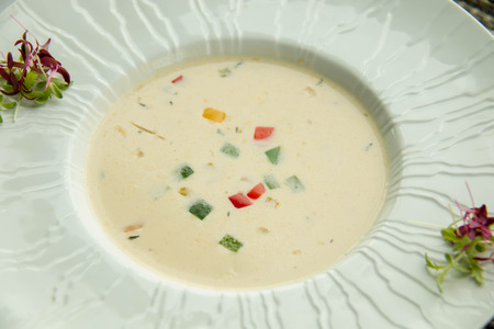 A Cream of vegetarian soup ready to serveの写真素材