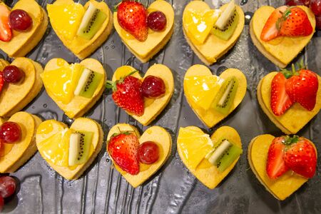 A mini assorted dessert on plate for cateringの写真素材