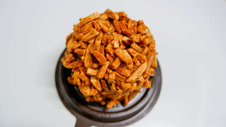 A delicious almond toffee cake background