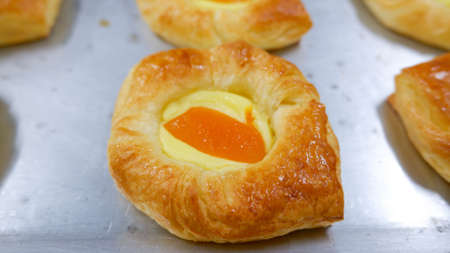 A peach danish pastry dessert backgroundの写真素材
