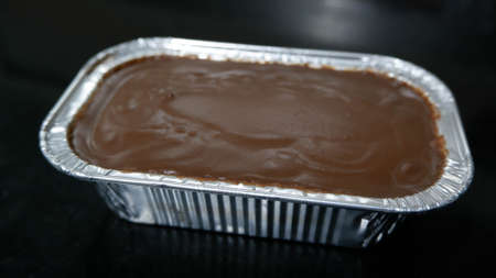 A chocolate soft cake in cupの写真素材