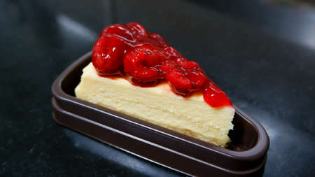 A cherry cheese cake top fillingの写真素材