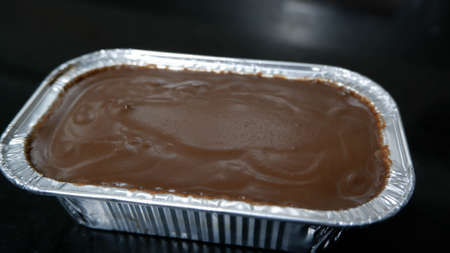 A chocolate soft cake in cupの写真素材