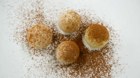 A milk ball dessert top cocoa powderの写真素材