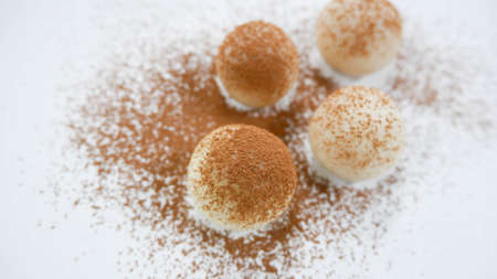A milk ball dessert top cocoa powderの写真素材