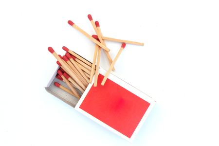matches, opened matchbox, matchstick isolated on white background High resolution image gallery.の写真素材