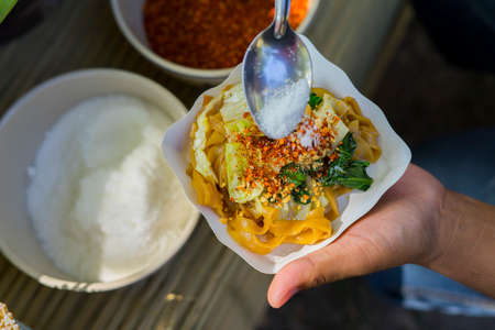 Asian food lifestyle, Lanna Northern Thai street food vendor in Chingmai, Thailand.の写真素材