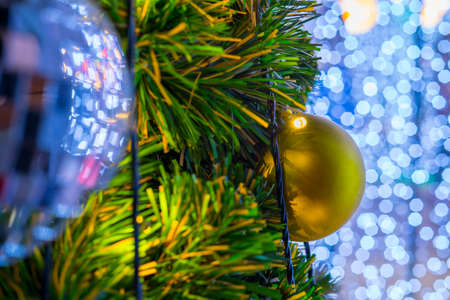 merry cristmas and happy new year Bokeh blurred Cristmas tree background,の写真素材
