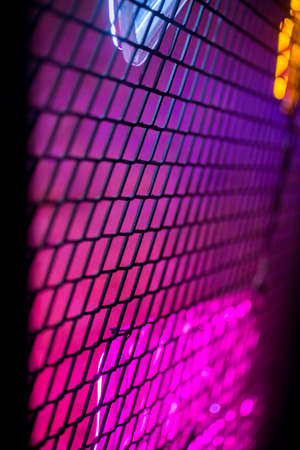 Night club interior lights, glowing lines, abstract fluorescent background.の写真素材