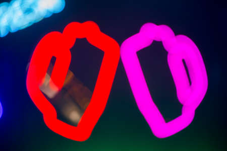 Night club interior lights, glowing lines, abstract fluorescent background.の写真素材