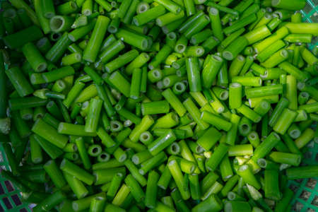 Heap of Chopped Onion flower, Allium cepa, Welsh Onion, Allium flower.