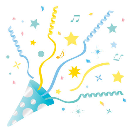 Illustration of party cracker in light blueのイラスト素材