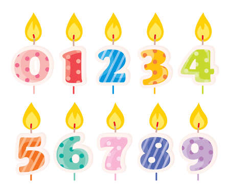 Birthday candle of cute colorful numbersのイラスト素材