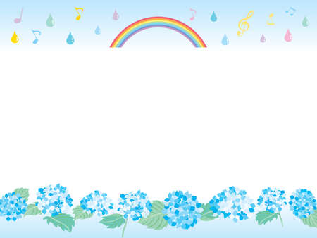Background of hydrangea, rain and rainbow of Juneのイラスト素材