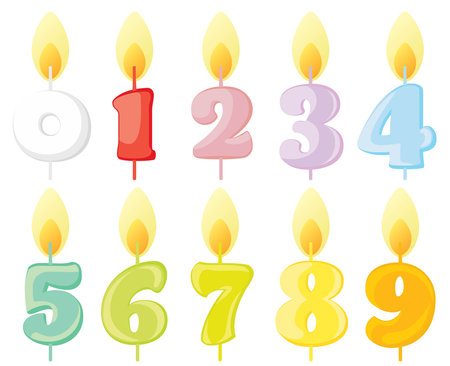 Set illustration of the number candles of birthdayのイラスト素材