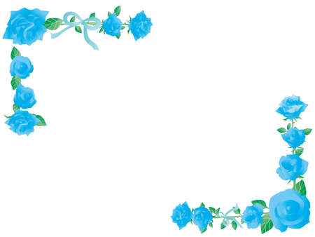 Corner frame illustration of the blue roseのイラスト素材