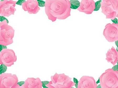 Frame illustration of Pink rosesのイラスト素材