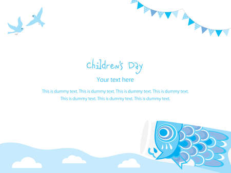 Background of the light blue carp streamer of Children's Dayのイラスト素材