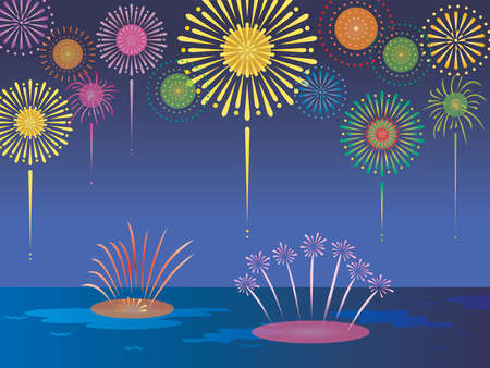 Illustration of the summer Fireworksのイラスト素材