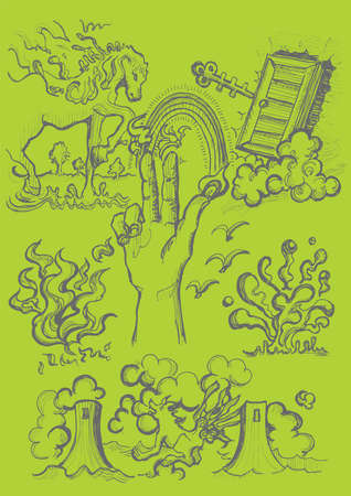 The line drawing which is psychedelic and like magicのイラスト素材
