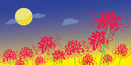 Cluster amaryllis with the background of the moonlit nightのイラスト素材