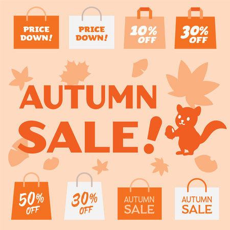 Square banner illustration of the autumn saleのイラスト素材