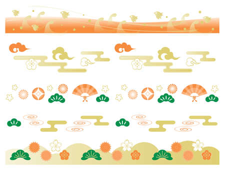Japanese traditional line illustration of New Year holidays. This is a design of Japanese traditional pattern.のイラスト素材