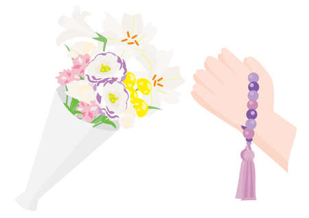 The offering flower and joining hands of the Buddhism.の販売画像