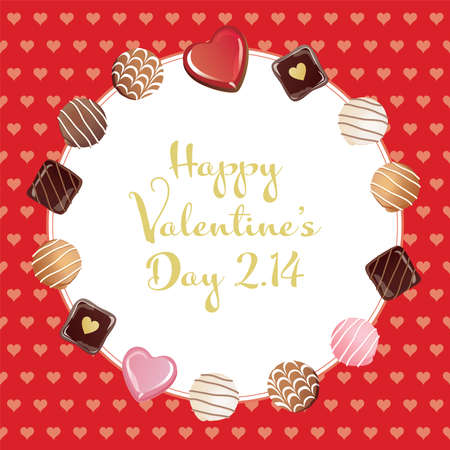 Square frame illustration of the Valentine chocolate.のイラスト素材