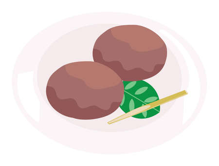 Japanese rice dumpling covered with bean jam. This is a sweets of Spring equinoctial week.のイラスト素材