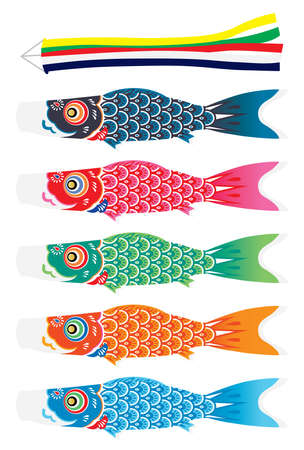 Illustration set of carp streamerのイラスト素材
