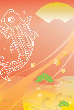 Background illustration of the carp of New Year holidays.のイラスト素材