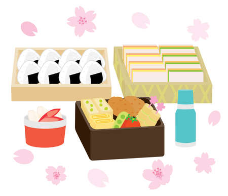 Lunch box of the cherry blossom viewing party.のイラスト素材