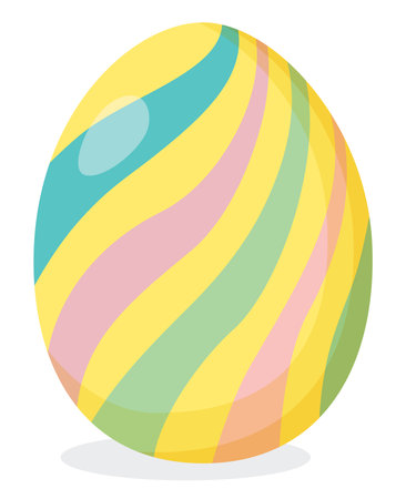 Easter egg with colorful stripes isolated on white background. Vector illustration.のイラスト素材