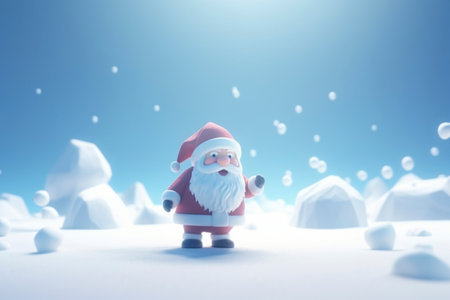 Santa Claus with snow background. Christmas and New Year concept. 3D Renderingの素材