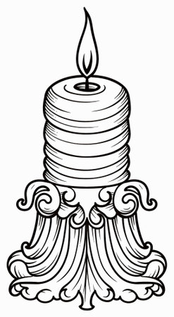 Candle in Victorian Baroque Style. line for coloring. AI-Generated Imagesの素材