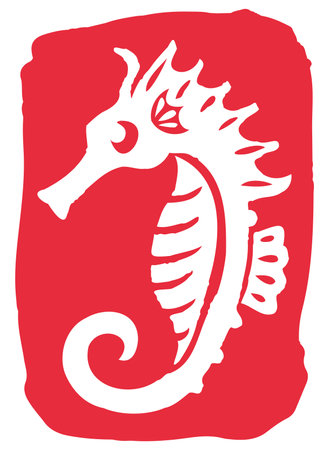 seahorse on a red background, vector illustration, epsのイラスト素材