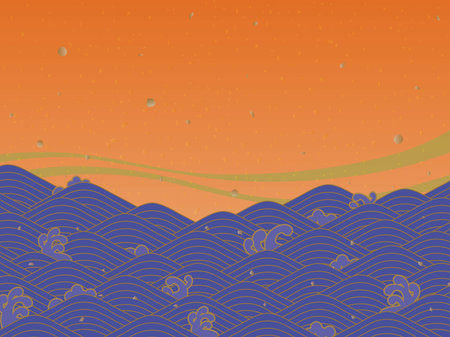 Japanese pattern of sea waves of the New Year holidays and Year-end. Vector illustration.のイラスト素材