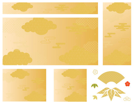 Japanese style cloud pattern background. New Year holidays material. Vector illustration.のイラスト素材