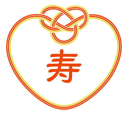 Japanese Heart-shaped Decorative Bow for Bridal Gift Wrappingのイラスト素材