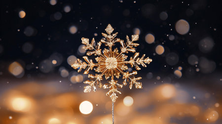Snowflake on bokeh background. Christmas and New Year concept. AI-Generated Imagesの素材