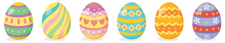 Set of Easter eggs isolated on a white background. Vector illustration.のイラスト素材