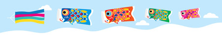 Line illustration of carp streamer of Children's Dayのイラスト素材