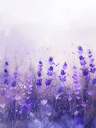 Watercolor lavender flowers background. Digital watercolor illustration. AI-Generated Imagesの素材