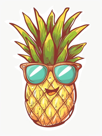 Pineapple with sunglasses. Digital art painting. AI-Generated Imagesの素材