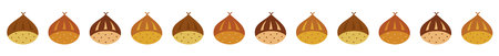 Border frame of chestnuts. Vector illustration on a white backgroundのイラスト素材