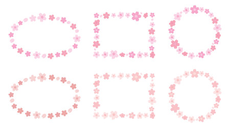 Cherry blossom frame set on white background for your design.のイラスト素材