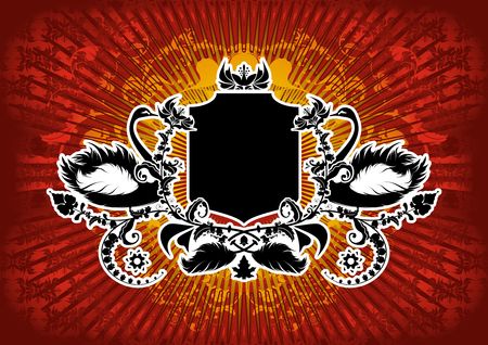 Banner with bird and floral ornamentsの写真素材